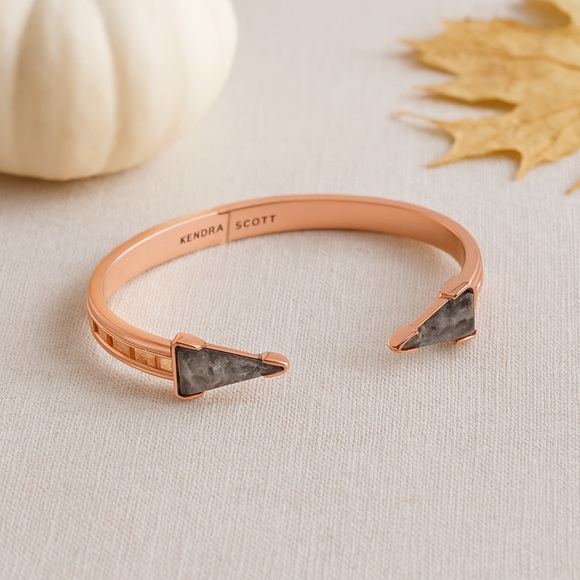 Kendra Scott Misty Rose Tone Crystal Gray Illusion Hinge Bracelet - Picture 5 of 5